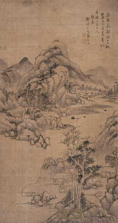 秦祖永 1873年作 仿古山水图 立轴 79.5×41.8cm